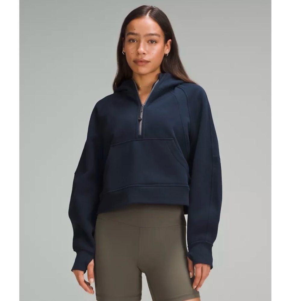 Scuba Oversized Half-Zip Hoodie in True Navy